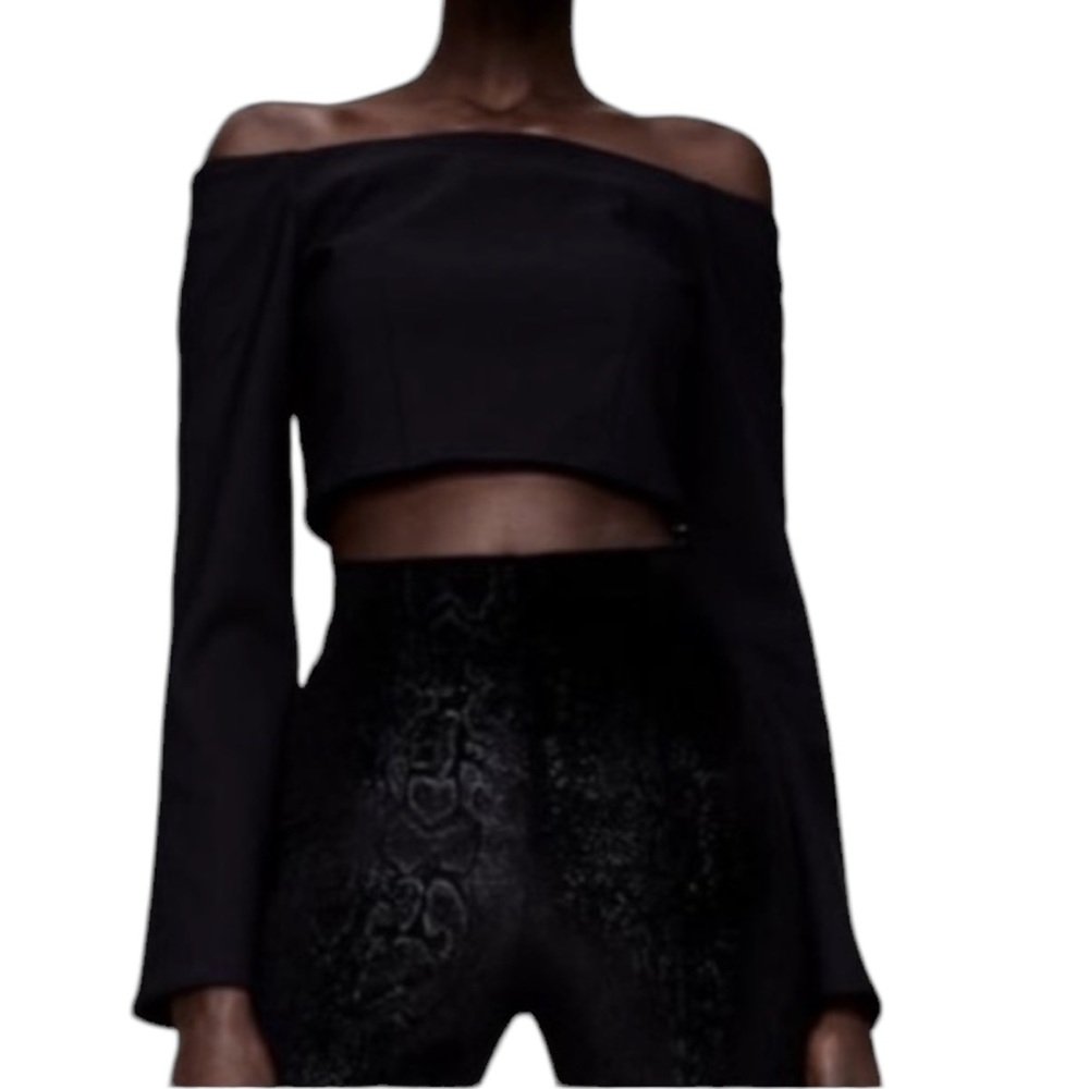 Zara Off the Shoulder Bell Sleeves Crop Top NWT (Z)
